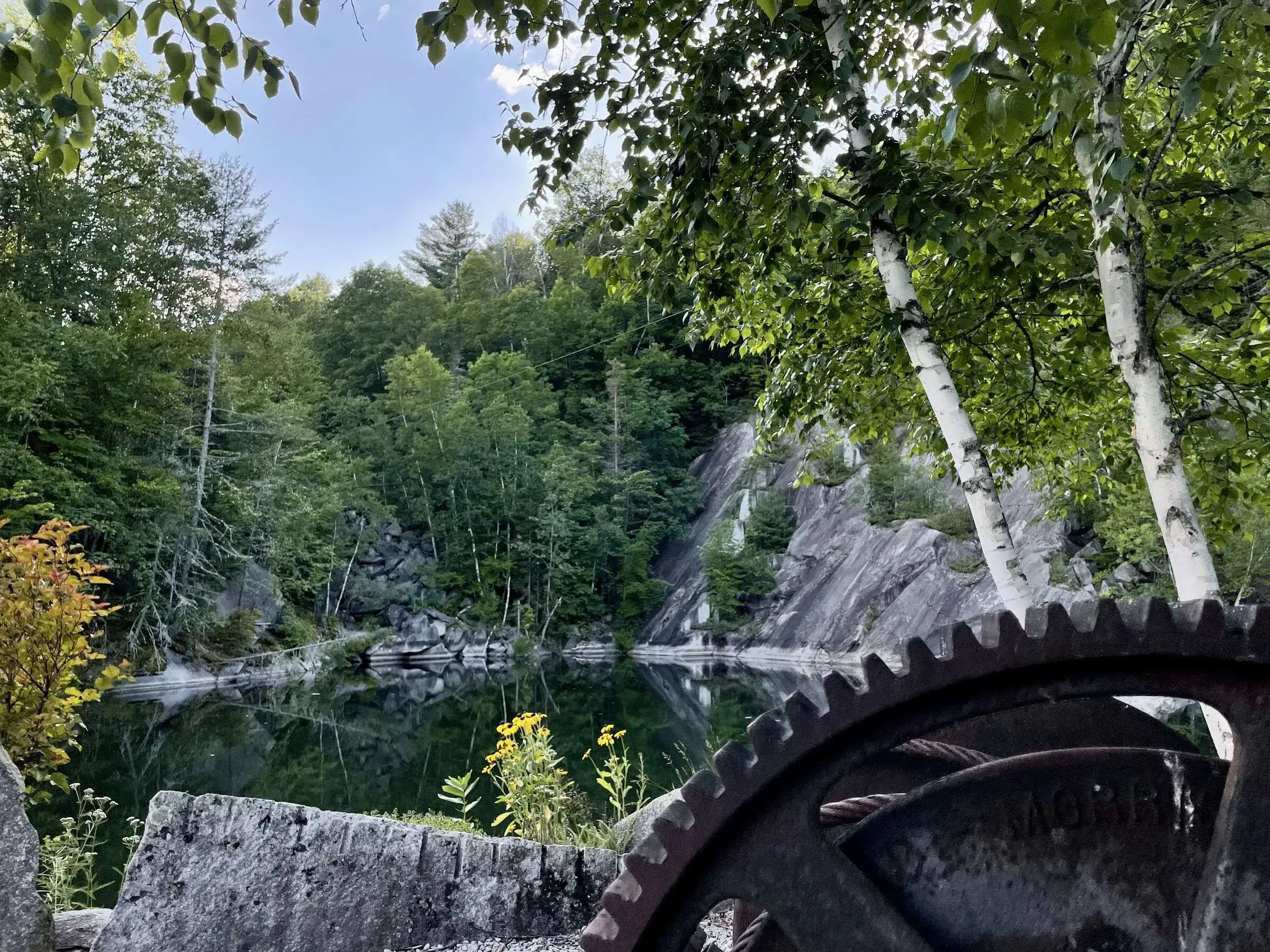 Looking into the old quarry from just in front of Quarry Works Theatre in Vermont.