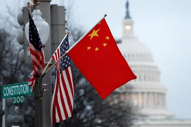 American and Chinese flags