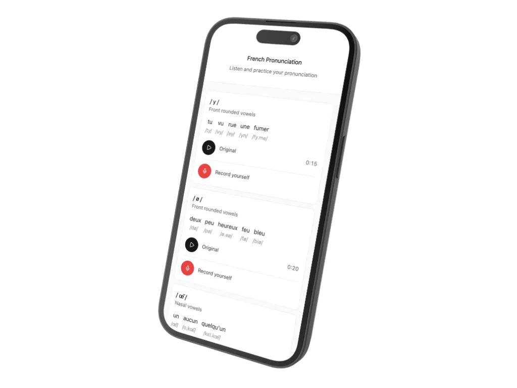 Pronunciation Lab application mockup.