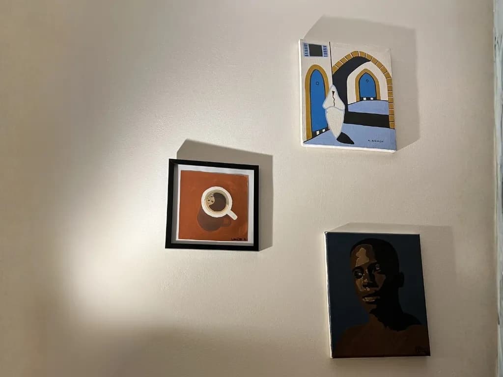 Art on the wall of a friend's apartment in Caen, France